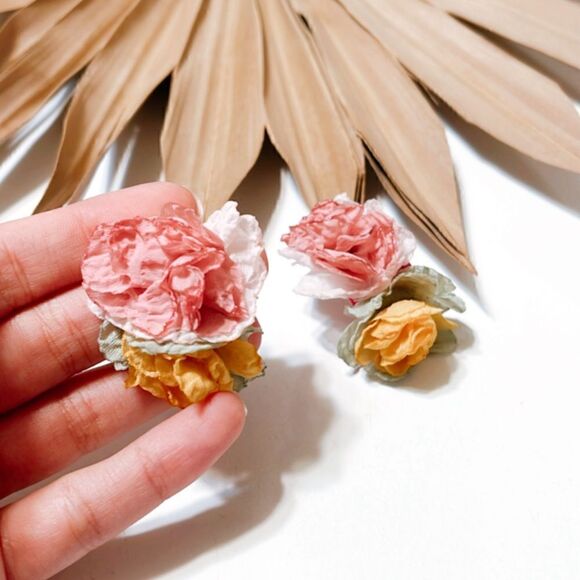 Boho flower statement earrings #1047 - Picture 4 of 4